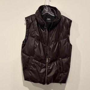 Zara Women's Chocolate Puffer Vest